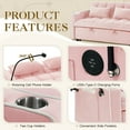 thumbnail image 3 of Dinosisco 4-in-1 Convertible Pull Out Sofa Bed, Loveseat Sleeper with Phone Stand, USB, Pink Velvet, 3 of 9
