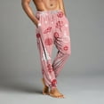 thumbnail image 4 of Wutalume Men's Drawstring Pocket Cuffed Casual Pants with Festive Christmas Print, Soft Home Sleep Pants for Holiday Season and Cozy Nights,Watermelon Red 3XL, 4 of 7