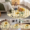 thumbnail image 5 of Sunflower Large Round Rug 8 FT, Non Slip Living Room Area Carpet, Yellow Plaid Lattice You Are My Sunshine Washable Soft Circle Rug Non-Shedding Floor Carpet for Bedroom Office Dining Room, 5 of 9