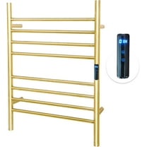 8 Bars Towel Warmer Rack, 23" Electric Wall Mounted Heated Towel Rack, Hot Towel Rails with Timer and Temperature Control for Bathroom, Brushed Gold