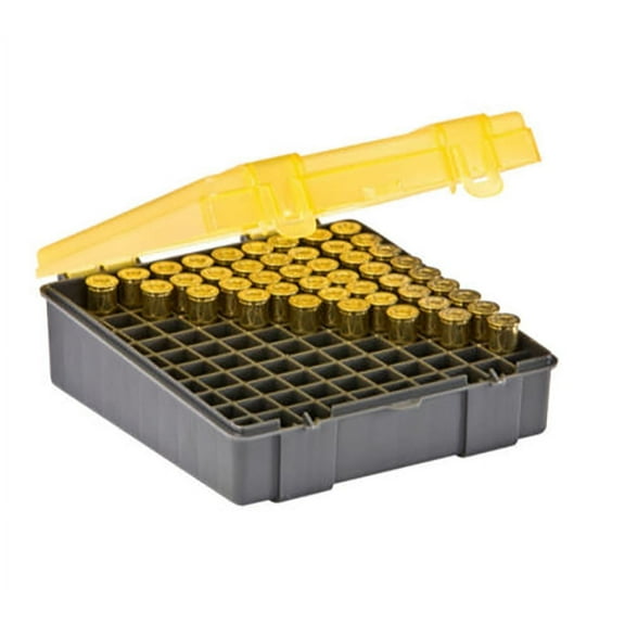 Plano Handgun Ammo Case, Hard Shell Plastic, Semi See Through, 100 Count