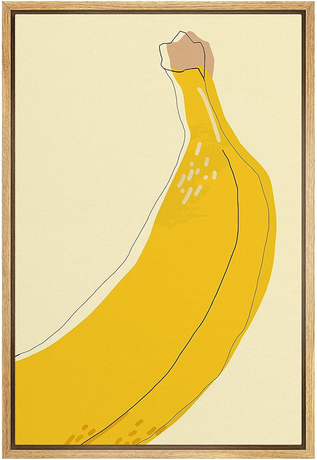 PixonSign Framed Canvas Print Wall Art Yellow Banana Close-Up Food