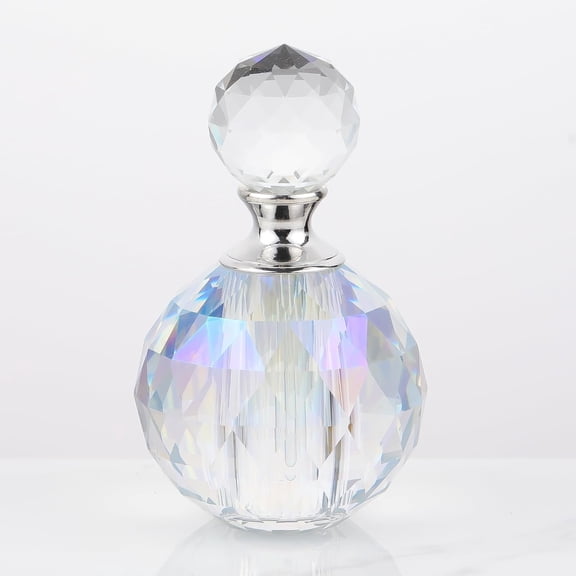 ABCISI 14ML Crystal-Glass Empty Perfume Bottle, Decorative Perfume Bottles, Circle Vintage Refillable Small Essential Oil Bottles, Home Decoration Gifts for Women (AB-Dazzling Colors)
