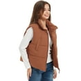 thumbnail image 3 of Women's Cropped Puffer Vest Stand Collar Lightweight Sleeveless Crop Padded Vest Zip Up Gilet Coat, 3 of 7