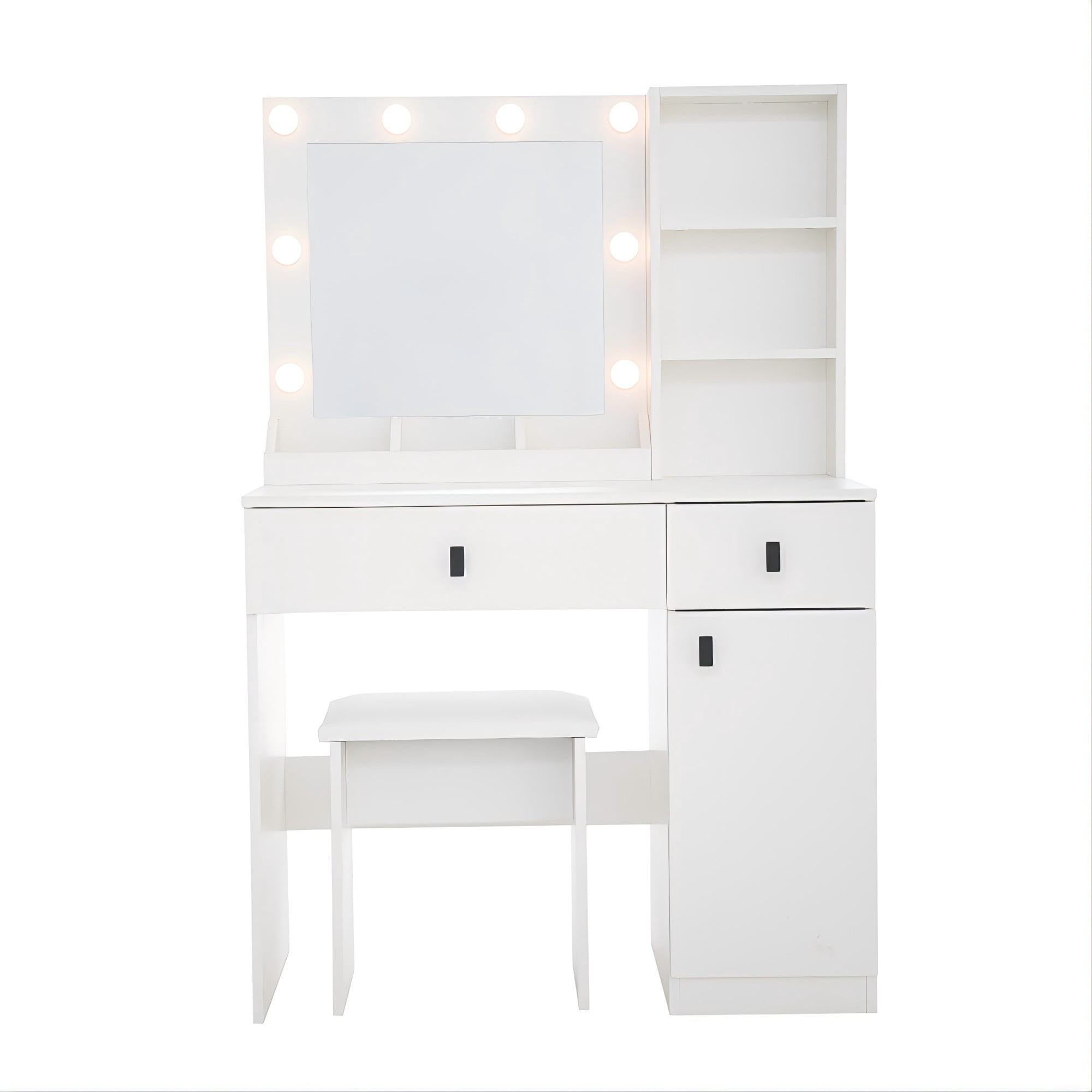 Jopath Makeup Vanity Set with Mirror & Lights,Makeup Vanity Desk with Large Drawers & 3 Storage Dreeser for Bedroom,White