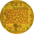 thumbnail image 1 of Ahgly Company Machine Washable Indoor Round Oriental Yellow Traditional Area Rugs, 6' Round, 1 of 4