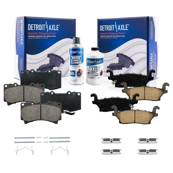Detroit Axle - Brake Pads for 2006-2010 Hummer H3, 2009-2010 H3T, Ceramic Brakes Pads w/Hardware Front and Rear Replacement
