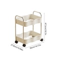 thumbnail image 3 of Kitchen Storage Cart, 2 Layer Rolling Rack with Armrests for Bathroom & Kitchen, Multi-Purpose Organizer with Ventilated Shelves, Easy to Move, White & Pink, 3 of 6