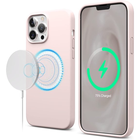 elago Magnetic Silicone Case Compatible with iPhone 13 Pro Max Case 6.7 Inch Compatible with MagSafe - Built-in Magnets, Protective Cover, Compatible with All MagSafe Accessories (Lovely Pink)