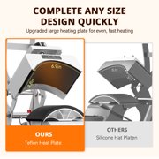 HTVRONT Hat Press Machine - Hat Press Heat Machine for Caps Curved Teflon-Coated Heat Plate, White Hat Heat Press Machine for Caps with Memory Mode and Non-Slip Base for Heat Transfer Vinyl