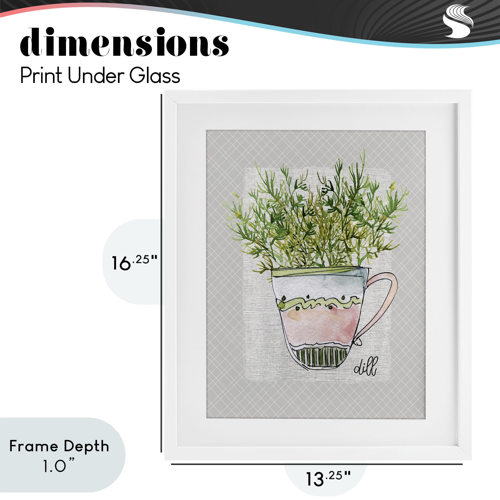 Stupell Industries Dill Herb Mug White Framed Print Under Glass, design by Livi Finn