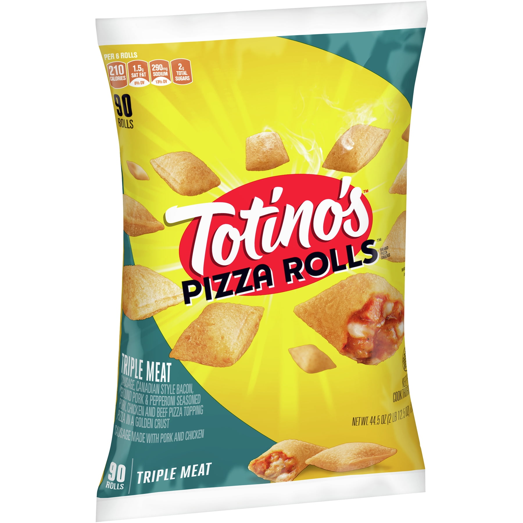 Totino's Pizza Rolls, Triple Meat, 90 Rolls, 44.5 oz Bag