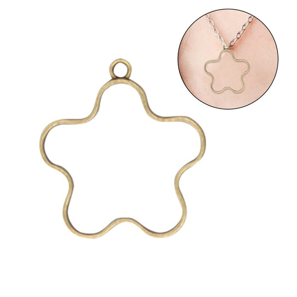 Bearachild 15 Uds marco de prensa colgante forma de estrella geométrica collar con bisel trasero abierto accesorio de joyería DIY Artesanía bronce