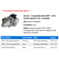 thumbnail image 2 of Starter - Compatible with 2009 - 2012 Suzuki Equator 2.5L 4-Cylinder 2010 2011, 2 of 2