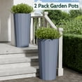 thumbnail image 4 of Chiccushion 23.6 inch Tall Planter Set of 2, Large Plastic Round Planter for Outdoor Indoor Garden Patio Front Door, Gray, 4 of 9