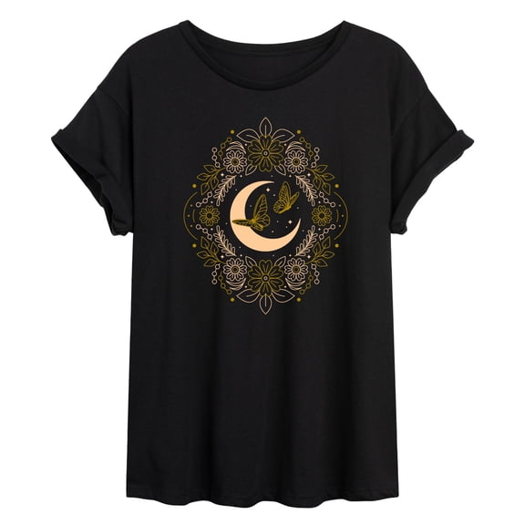 Instant Message - Celestial Florals - Women's Oversized Graphic T-Shirt