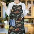 thumbnail image 6 of Black Cartoon Dinosaurs Infos Pattern Apron-Garden Aprons for Women with Pockets-Cotton Linen Waterproof Kitchen Cooking Gardening Aprons Adjustable for Kitchen,Cooking,BBQ and Salon 33x27 Inch, 6 of 7