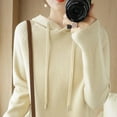 thumbnail image 4 of Gyexs V Neck Sweaters for Women Casual Long Sleeve Crewneck Pullover Tops Knit Loose Thin Fall Winter Sweater Blouse Christmas Sweater, Beige, Size XXL, 4 of 5