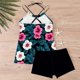 thumbnail image 4 of Traje de baño de 2 piezas para mujer, trajes de baño para mujer, traje de baño estampado de tres piezas con abertura para mujer, 4 of 6