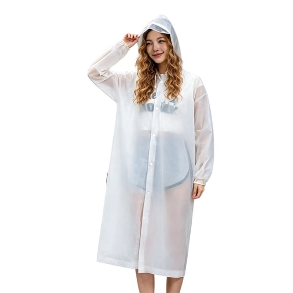 Reusable Thickened Adult Rain Poncho Hooded Full Body Raincoat with Clear Visor for Outdoor Camping Travel