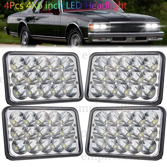 4PC 4x6" LED Headlight Sealed Hi/Lo Beam Fit Chevrolet Caprice 77-86 Monte Carlo