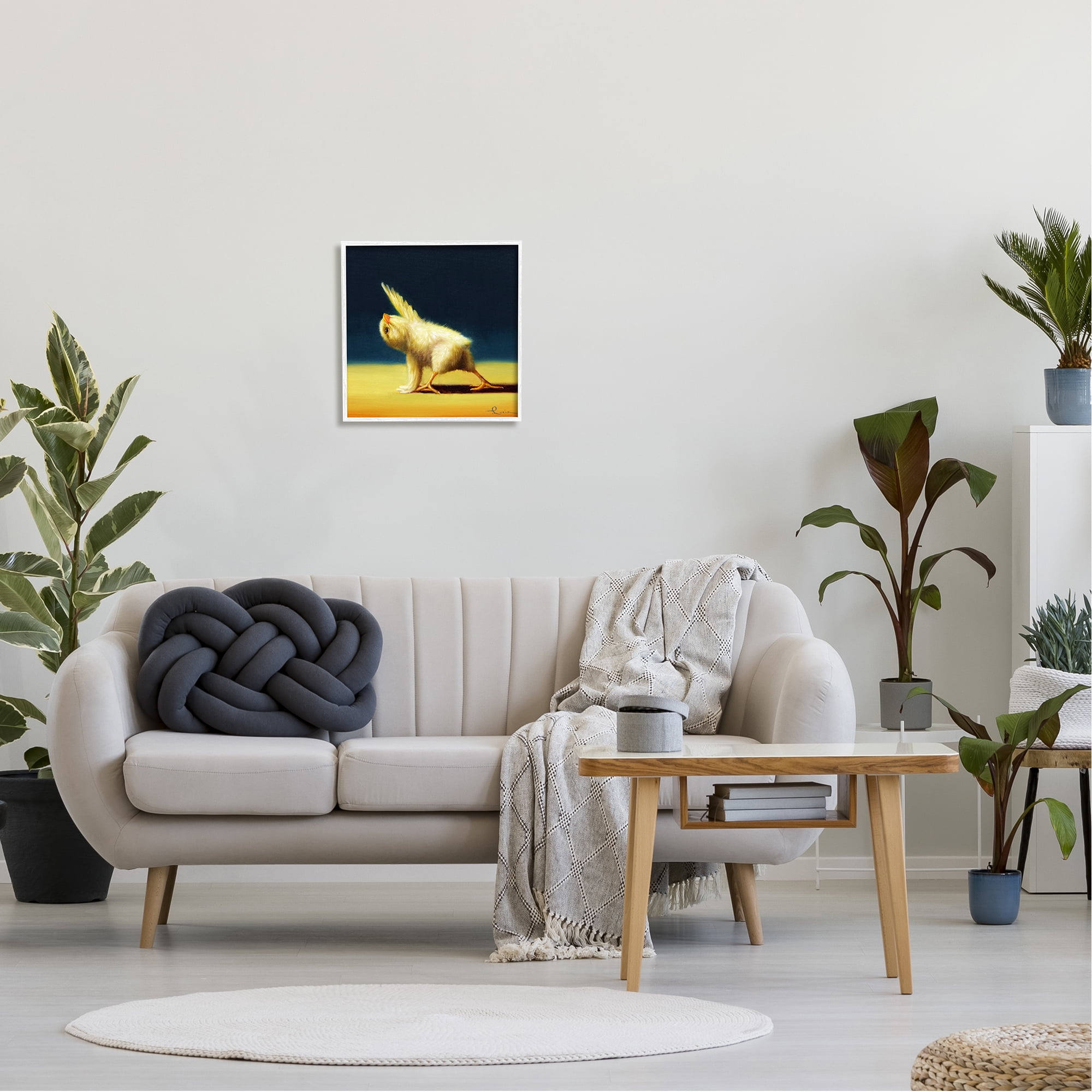 Stupell Industries Detailed Stretching Yoga Chick Bird Painting Framed Wall Art, 17 x 17, Design by Lucia Heffernan