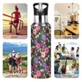 thumbnail image 7 of Yayeee 20oz Insulated Water Bottle Double Wall Stainless Steel with Flip Straw Lid, Vibrant Flowers Pattern, 7 of 7