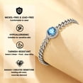 thumbnail image 3 of Bestyle Birthstone Bracelet for Women Cuban Link Bracelet with Created Aquamarine Birthday Everyday Wear Jewelry for Granddaughter Sister Her, 3 of 9