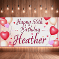 thumbnail image 7 of Pink Themed Heart Balloon Design Happy 50th Birthday Banner for Heather Party Supplies Birthday Decoration Photography Props Backdrop Background Decorations, 7 of 7