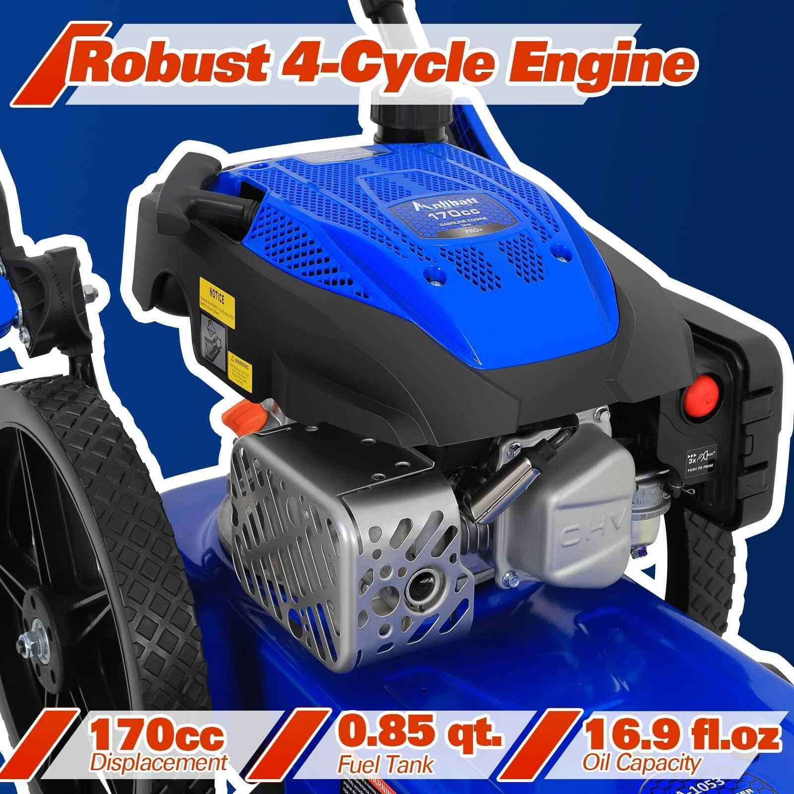 ANLIBATT Walk Behind String Mower 22 inch Gas Grass Trimmer 170cc 4-Cycle 22in Cutting Width 180 with Adjustable Handle Cutter for Farm Lawn Yard