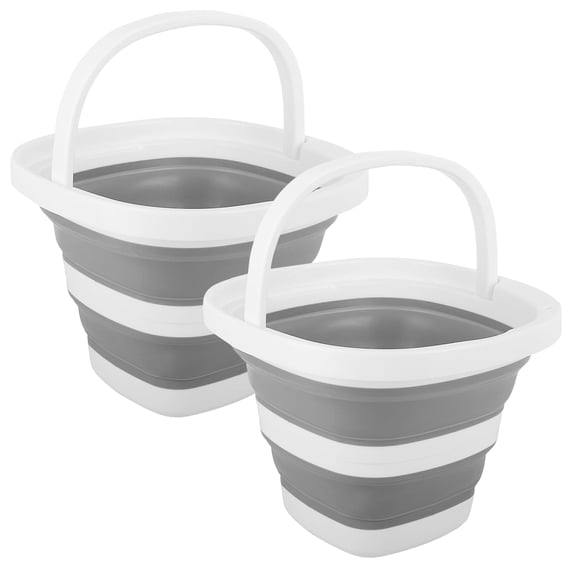 HKMY 2pcs Collapsible Bucket 10L (2.6 Gallon), Portable Foldable Water Bucket with Handle for Camping, RV, Gardening, Household Cleaning, Car Washing
