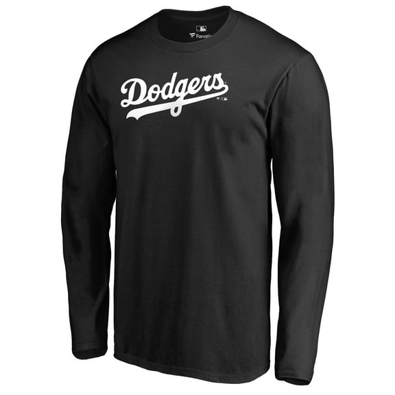 Men's Black Los Angeles Dodgers Team Wordmark Long Sleeve T-Shirt