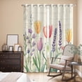 thumbnail image 3 of Spring Floral Kitchen Curtains 84 Inch Length, Summer Colorful Tulip Botanical Vintage Grommet Top Bedroom Living Room Curtains, Light Filtering Cafe Curtain Drapes 2 Panels Set 84''x84'', 3 of 9