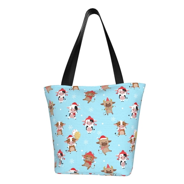 Balery winter cow cute Bolsa de Hombro con Diseño, Bolsa Grande y Duradera, Bolsa Versátil para Compras