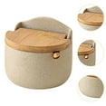 thumbnail image 6 of Ceramic Condiment Pot Porcelain Sugar Bowl Bamboo Lid Seasoning Box Elegant Aesthetic for Kitchen Countertop Dining Room, 6 of 9