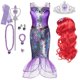 thumbnail image 1 of Dibujos animados Sirenita Ariel Princesa Disfraz Niños Vestido Niñas Cosplay Niños Carnaval Fiesta de cumpleaños Ropa Sirena Dress7-8T (tamaño 140) Gao Jinjia LED, 1 of 2