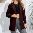 thumbnail image 2 of Women's Winter Mid Length Wool Blend Suit Jacket Classic Plain Color Coat with Button Closure Elegant Outerwear, 2 of 2