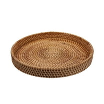 Round Rattan Serving Tray, Multi-Functional Food Storage And Decorative Tray, Durable Thickened Rattan For Dinner Parties Family Gatherings Restaurants And More