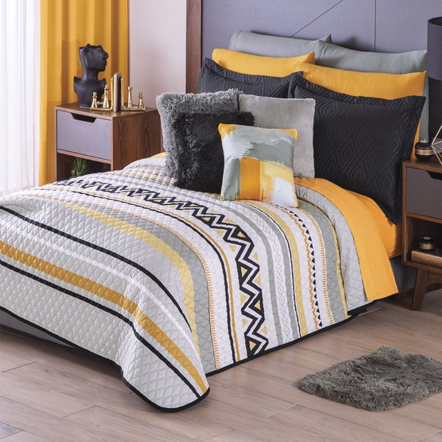 Edredón Neo Azpen Amarillo Gris King Size Colchas Concord Colchas Concord Azpen