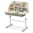 thumbnail image 1 of Gymax Kids Multifunctional Study Table Study Desk w/ Tiltable Desktop Book Stand Gray, 1 of 10