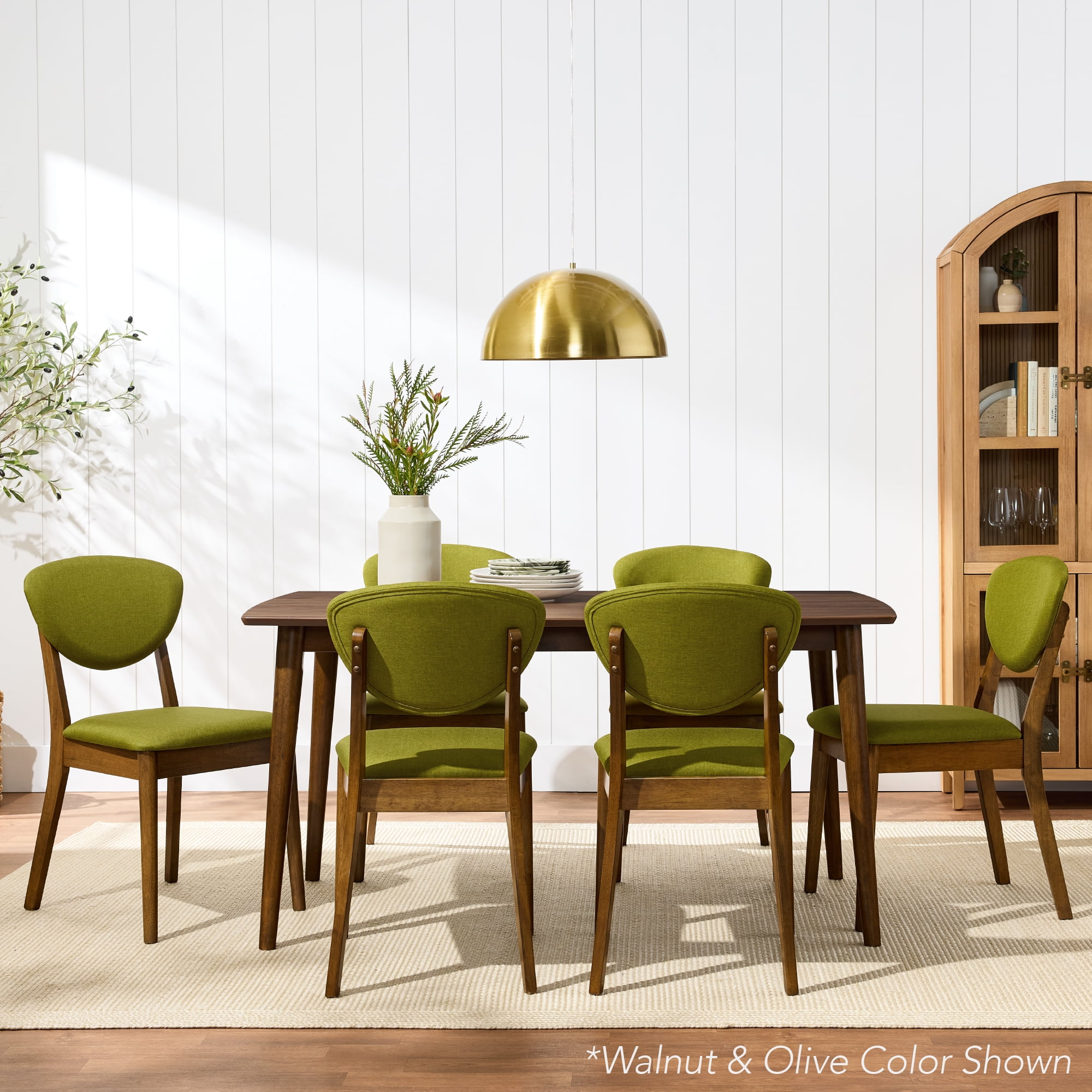 Best Choice Products 2-Piece Mid-Century Modern Wood & Upholstered Dining Chair Set - Oak/Cream