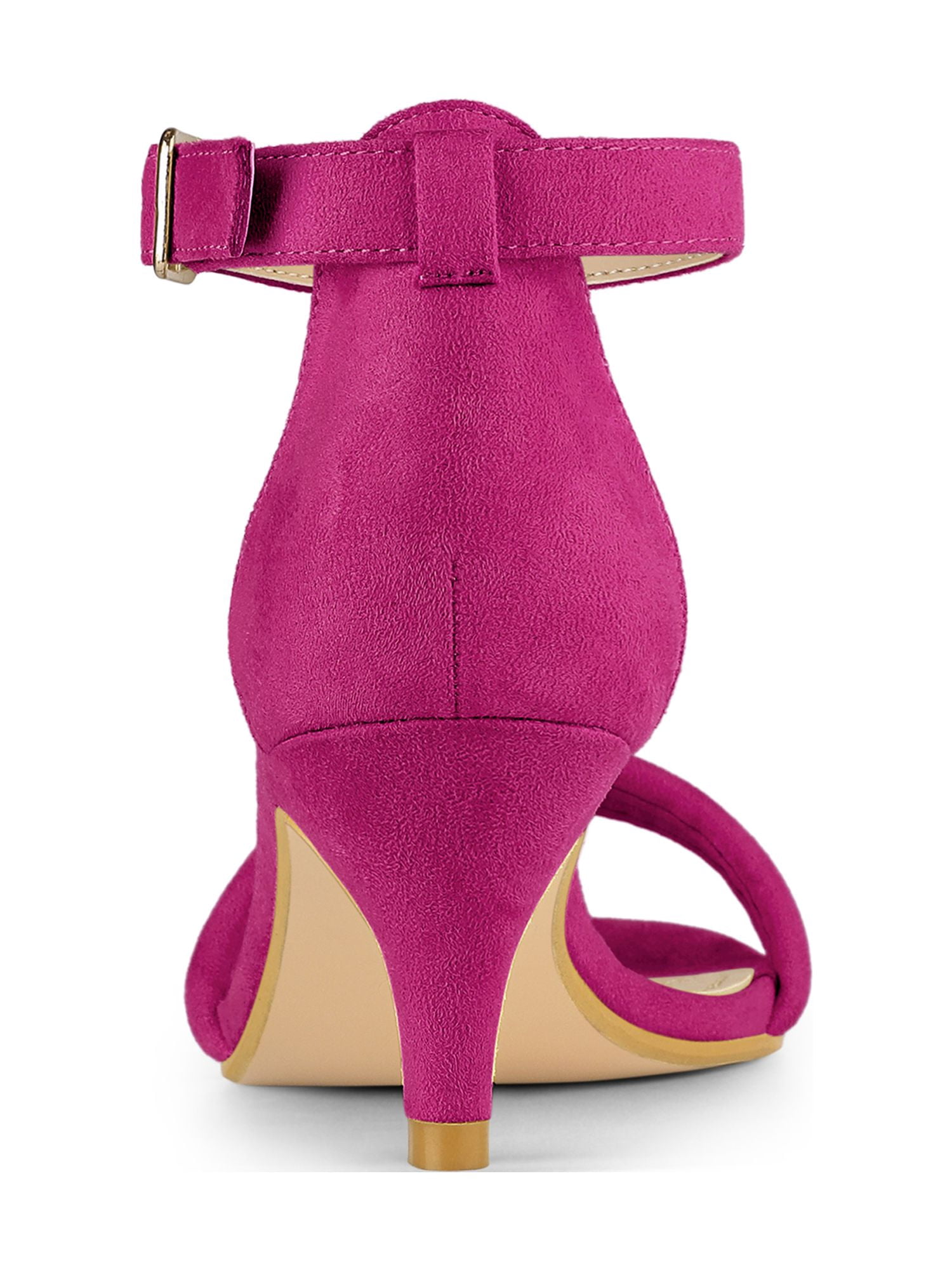 DARING DIVA Women's Kitten Heel Ankle Strap Sandals for Fashionable Occasions Pink 8.5