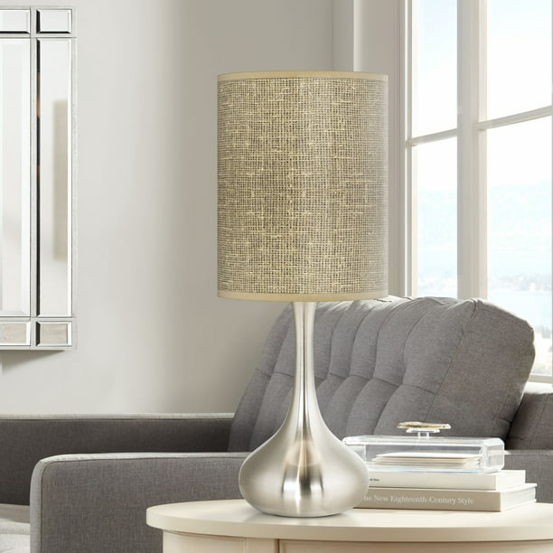 Giclee Glow Burlap Print Droplet Table, Droplet Table Lamp