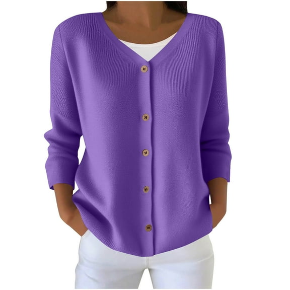 Gnshining Sweatershirts for Women Oversized Button Pullovers Tunic Fall V Neck Solid Color Tops