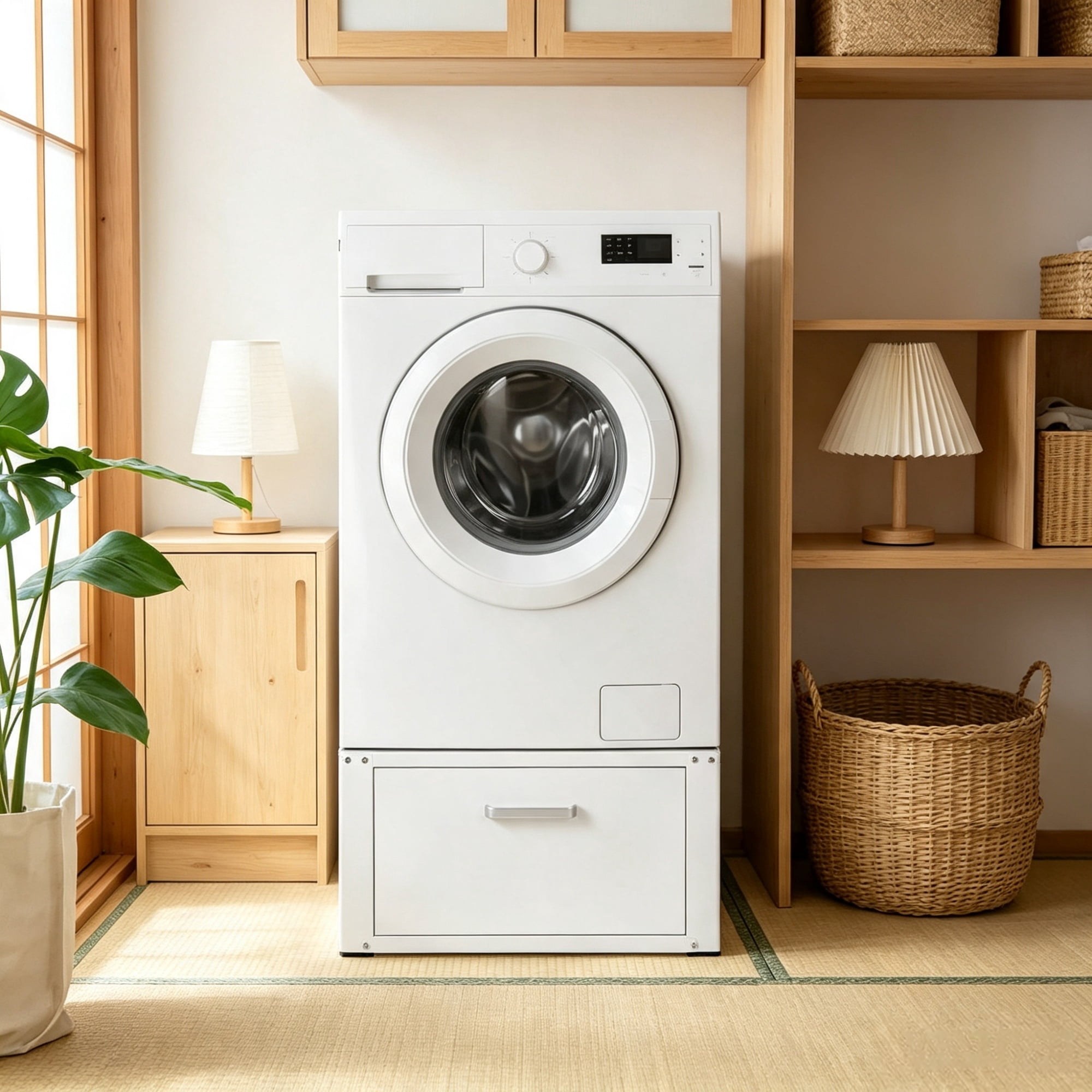 27" Wide Laundry Pedestal for Washer & Dryer, 14.4" Height 660 lbs Capacity Base Stand, Heavy Duty Universal Fit Platform with Drawer & Rich Accessories