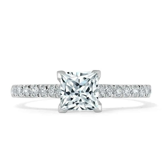1.50 Cts Princess Cut Moissanite Engagement Ring , Moissanite Diamond Ring , 18K White Gold Plated Ring Anniversary Ring , Wedding Ring, Gift for Her