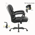 thumbnail image 2 of Furmax Mid Back Executive Office Swivel Computer Task Armrests Ergonomic Leather-Padded Desk Chair with Lumbar Support, Black, 2 of 6