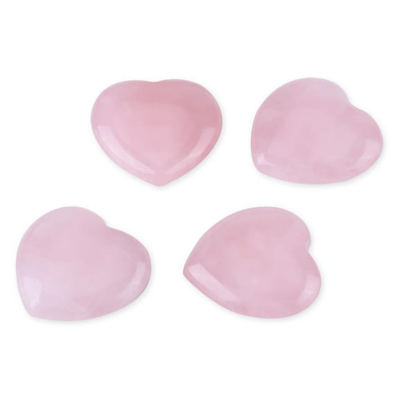 Kritne Rose Quartz, Pink Crystal, 4pcs Rose Quartz Carved Heart-shaped Pink Crystal Healing Stone Semi-precious Gemstone Decor