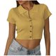 thumbnail image 1 of Mujeres Casual Turndown Collar Botones Manga corta Sólido Pullover Blusa Camiseta Tops Sueltos OAVQHLG3B Store lin121212, 1 of 4