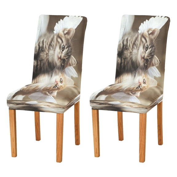 BZSMCE Chairs Slipcovers Dining Chair Covers Two Cute Cats with Wings Creative Pattern